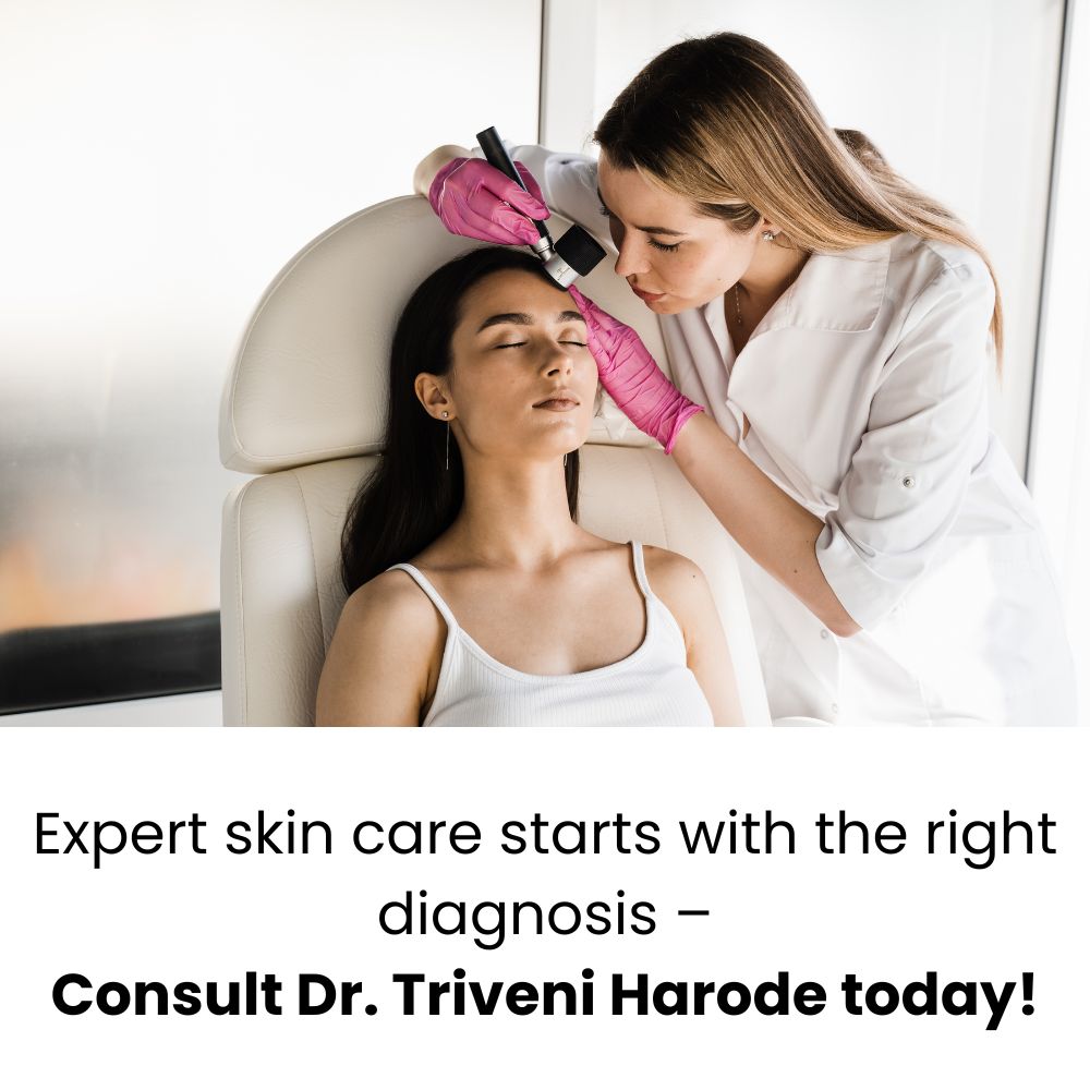 A dermatologist examining a patient's skin with a magnifying glass, ensuring professional skin care and diagnosis.